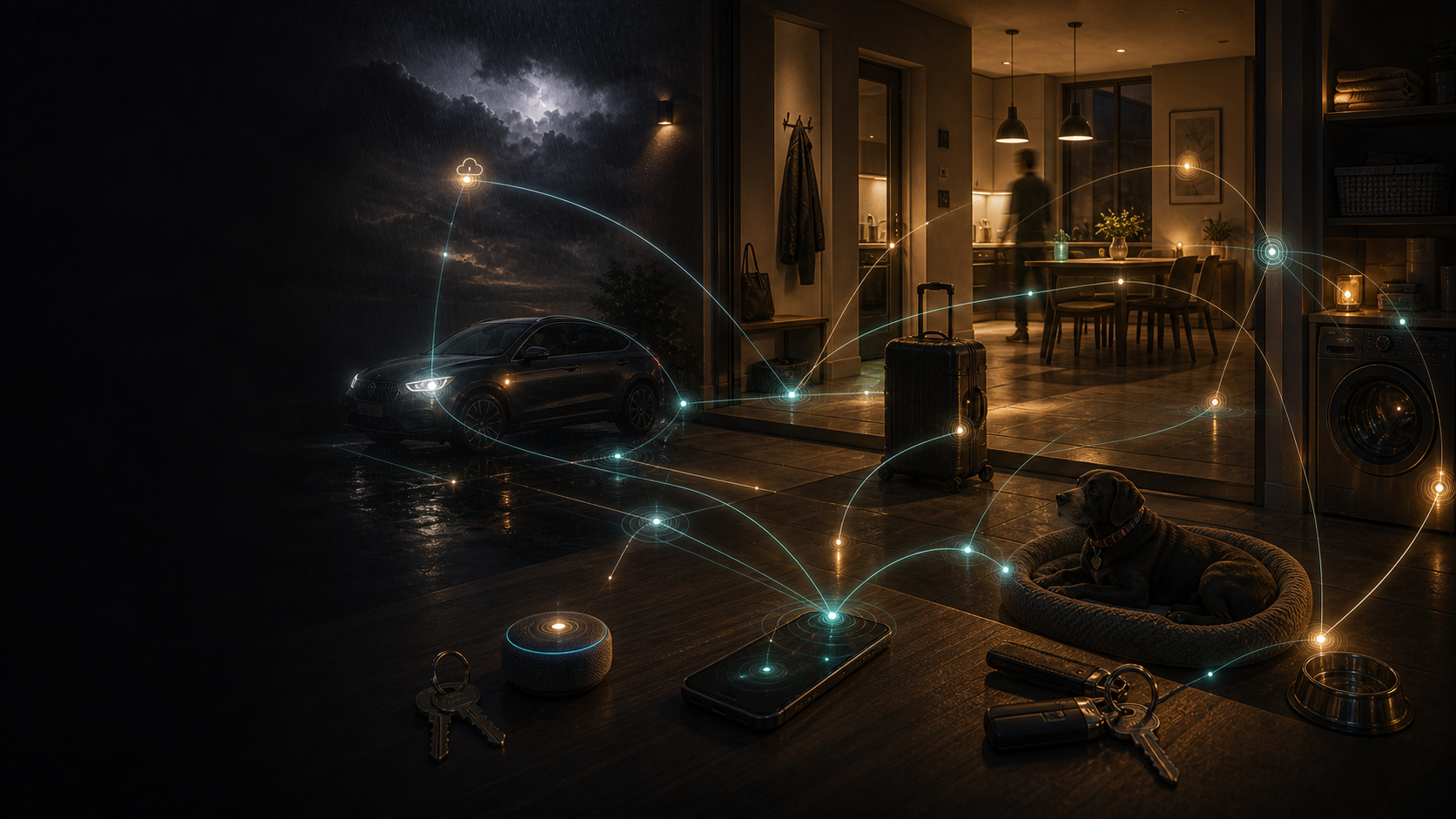 Storm, vehicle, pet and household devices connected by protection signals